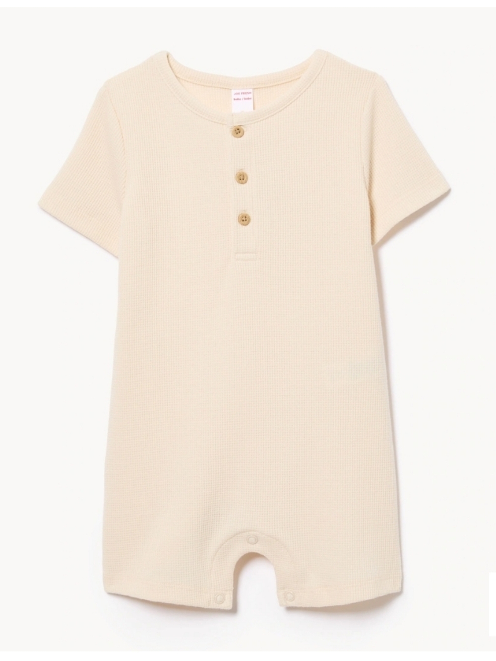 Joe Fresh Baby Boys Ivory Waffle Knit Henley Romper